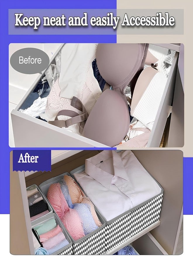 PulGos 6pcs Foldable Drawer Organizer for Home | Closet Storage Bins | Fabric Basket Boxes for Clothes, Wardrobe, Almirah & Cupboard | Undergarments & Accessories | Sturdy Fabric Organiser Set - Image 3